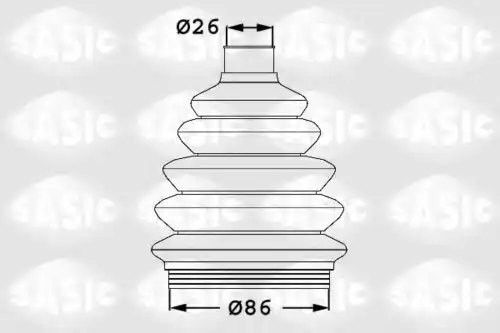 к-кт пыльника ШРУСа наружного! d26 D86 пластик Audi A1 1.2i/1.4i/1.6D 10-15, VW Polo 01> 1906054 SASIC