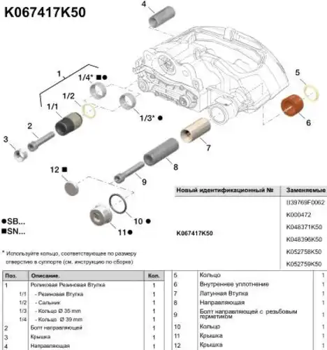 р/к диcк.тормоза!13(мрп)2напр.36x114,32x80,втулка35/39дл,кольцо,2винта,упл,колпSB&SN/NA7 K067417K50 KNORR