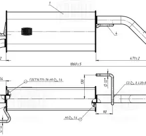 Глушитель для а/м Opel Corsa D (06-) 1.2i осн. (алюм. сталь) (EMM 1016) TRIALLI