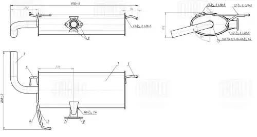 Глушитель для а/м Mitsubishi Lancer X (07-) 1.5i осн. (алюм. сталь) (EMM 1104) TRIALLI
