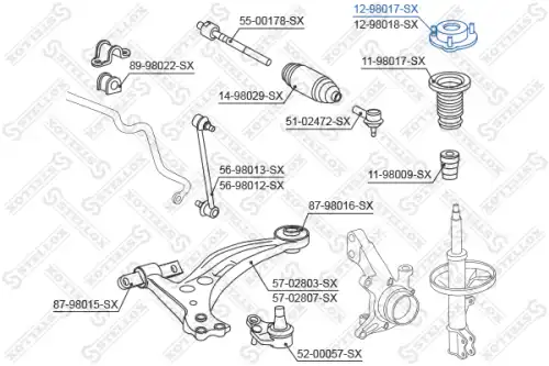 опора амортизатора переднего правого! Toyota Camry 2.2-3.0 96-99 12-98017-SX STELLOX
