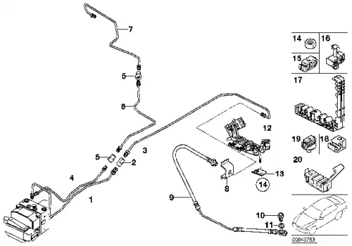 трубопровод тормозной !M10/M12-3020mm BMW X5 E53, Z3 E36, Z4 E85 34 32 6 752 219