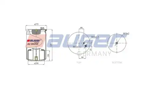 Пневмоподушка AUGER AU 344705-K