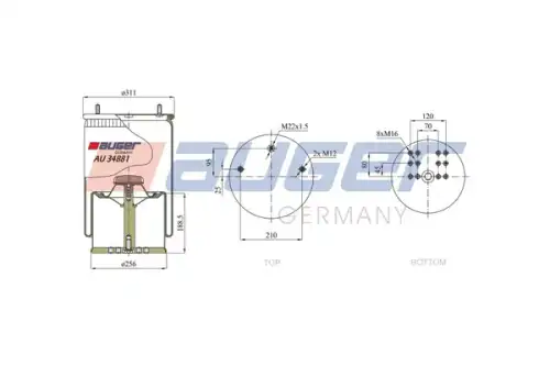 Пневмоподушка AUGER AU 34881-K