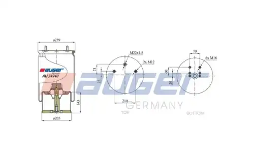 Пневмоподушка AUGER AU 34940-K