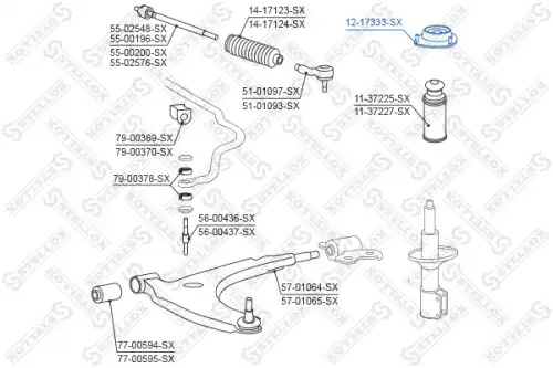опора амортизатора переднего! Toyota Cami J100E/J102E/J122E 1999-2005 12-17333-SX STELLOX