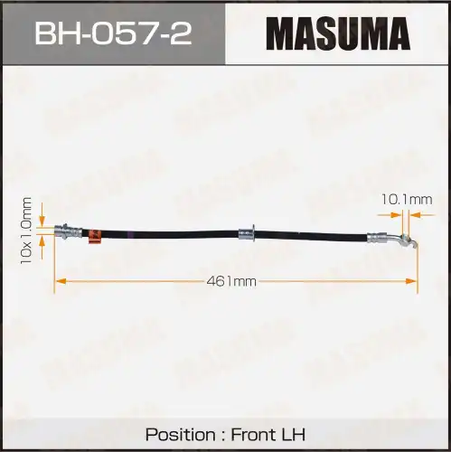 шланг тормозной передний левый! L=497 Toyota RAV4 2.0 94-00 BH-057-2 MASUMA