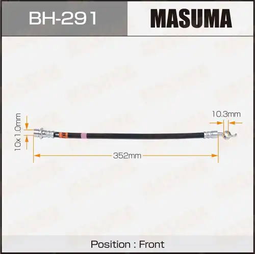 шланг тормозной! передний L=395 Toyota MR2/Mark2/Chaser/Cresta 89-99 BH-291 MASUMA